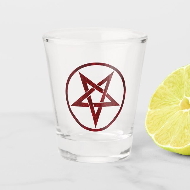 Vaso De Chupito Pentagram del diablo Rojo (Anverso)