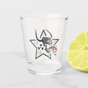Vaso De Chupito Pentagrama de cráneo gritando con cucaracha marrón