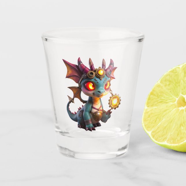 Vaso De Chupito Pequeño Dragón, Gran Energía – El Ember Clockling (Anverso)