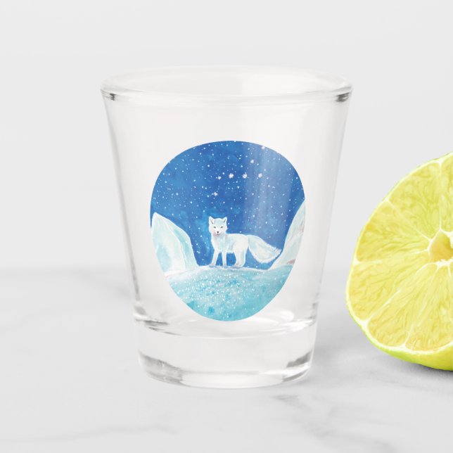 Vaso De Chupito Pequeño Ilustracion de Fox Ártica (Vulpes Lagopus) (Anverso)