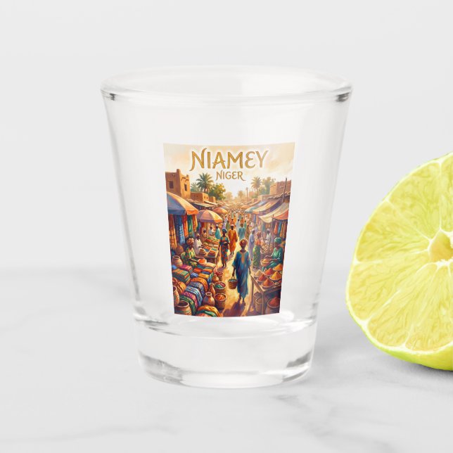 Vaso De Chupito Pequeño Mercado Níger (Anverso)