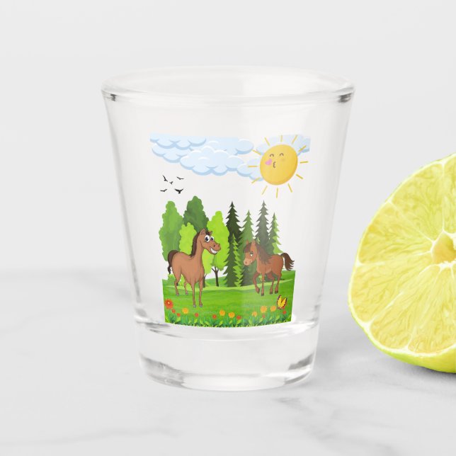Vaso De Chupito Pequeños caballos de diseño para niños (Anverso)