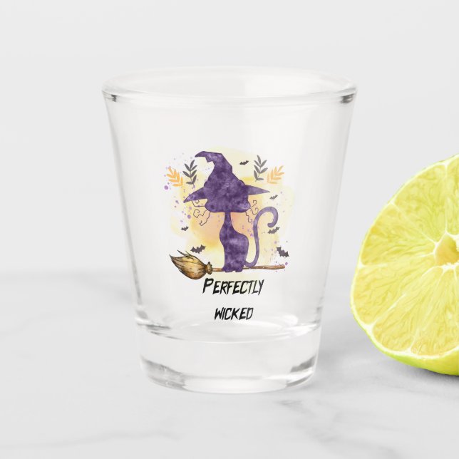Vaso De Chupito Perfectamente malvado - Gato negro de bruja (Anverso)