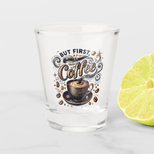 Vaso De Chupito Pero el primer arte del café - Diseño de oro elega