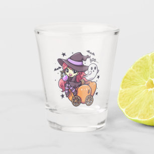 Vaso De Chupito Perra infantil sentada en un auto calabaza