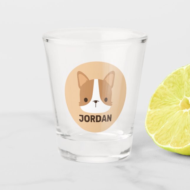 Vaso De Chupito Perro de Corgi con nombre personalizado (Anverso)