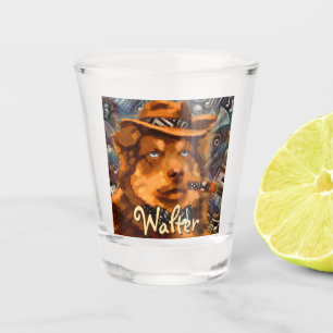 Vaso De Chupito Perro de gangster guapo con ojos azules personaliz