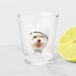 Vaso De Chupito Perro esponjoso con Gorra blanco