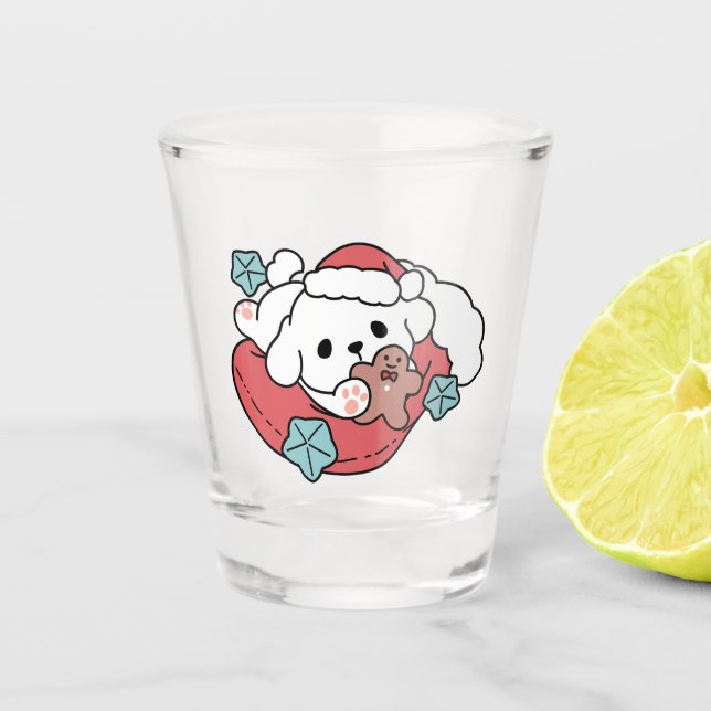 Vaso De Chupito Perro navidad en Sombrero Santa - festividad para  (Anverso)
