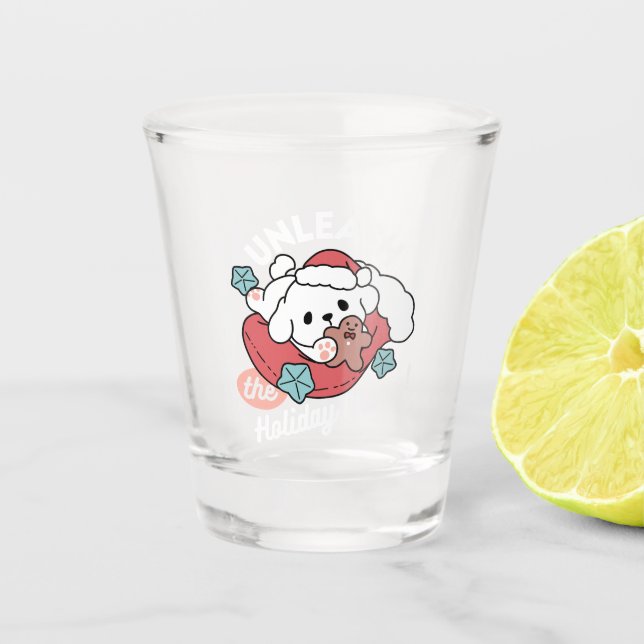 Vaso De Chupito Perro navidad en Sombrero Santa - festividad para  (Anverso)