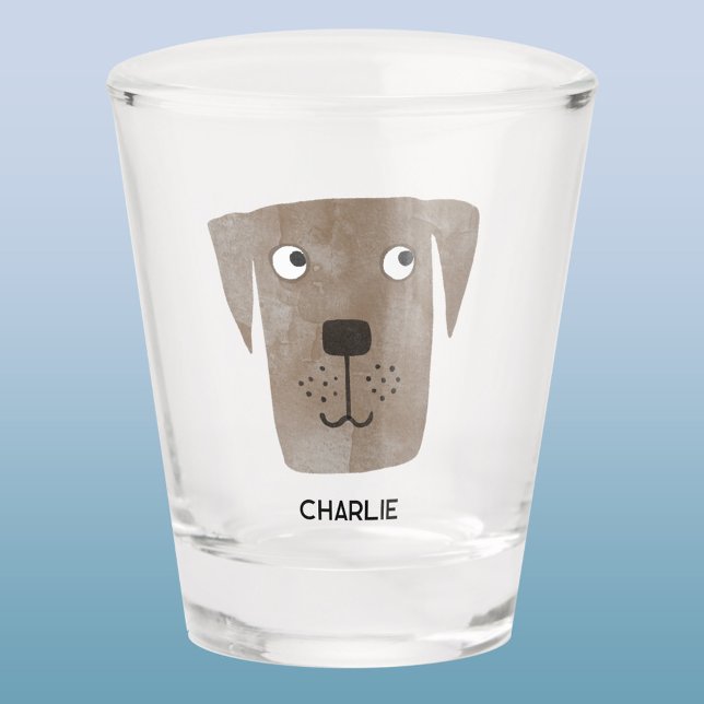 Vaso De Chupito Perro recuperador de chocolate personalizado (Fun Chocolate Labrador Retriever Dog personalized name shot glass for animal lovers)