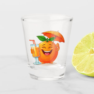 Vaso De Chupito Personaje de dibujos animados naranja feliz sosten