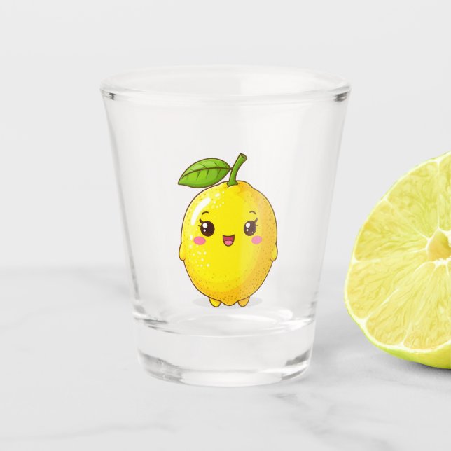 Vaso De Chupito Personaje de limón sonriente lindo (Anverso)