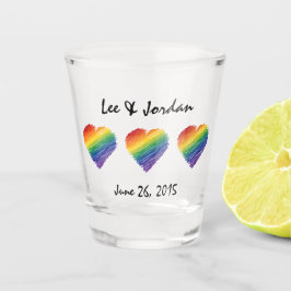Vaso De Chupito Personalizable cardíaco arcoiris escribado