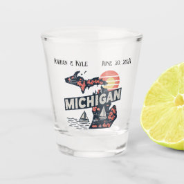Vaso De Chupito Personalizable Michigan Retro Silhouette