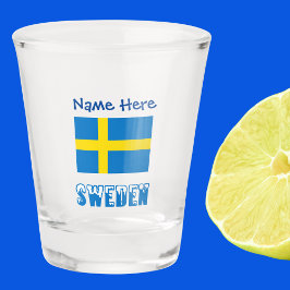 Vaso De Chupito Personalización azul de Suecia y la bandera sueca 