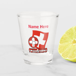 Vaso De Chupito Personalización Roja de la Bandera Suiza y Balón d