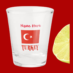 Vaso De Chupito Personalización Roja de Turquía y Bandera Turca