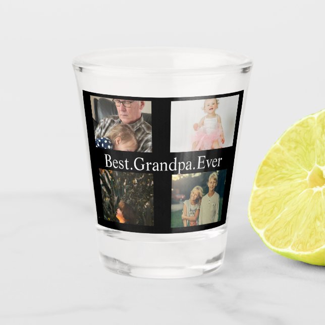 Vaso De Chupito Personalizado 4 Mejor Abuelo Collage de fotos (Anverso)