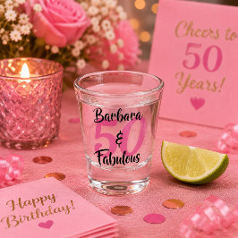 Vaso De Chupito Personalizado 50 y Fabuoso Rosa Personalizado