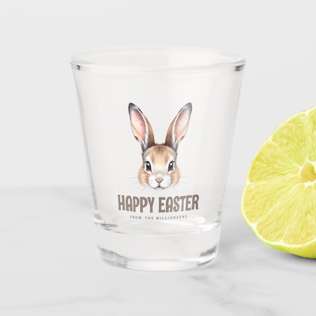 Vaso De Chupito Personalizado acuarela moderna linda conejo de Pas (Anverso)