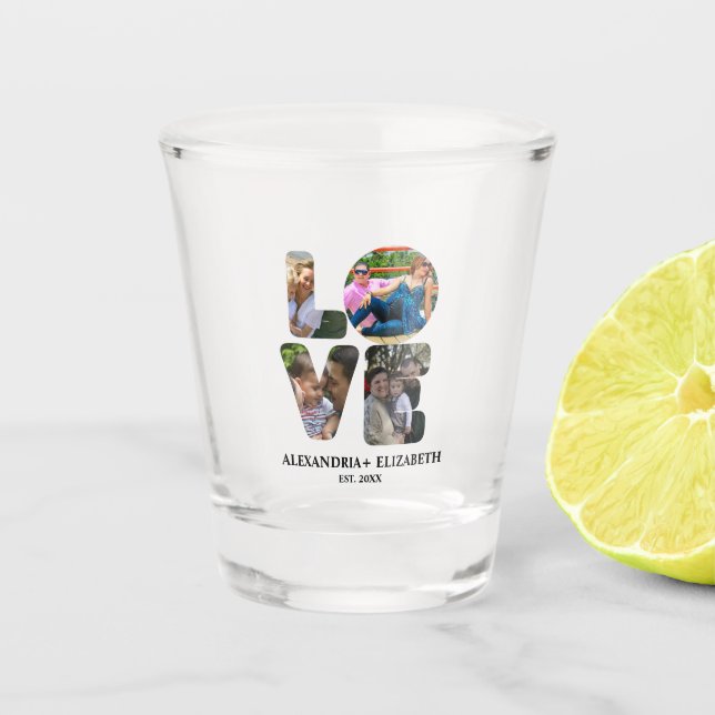 Vaso De Chupito Personalizado amor moderno 4 collage de fotos para (Anverso)