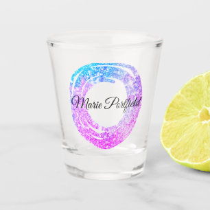 Vaso De Chupito personalizado añada su nombre purpurina colorido