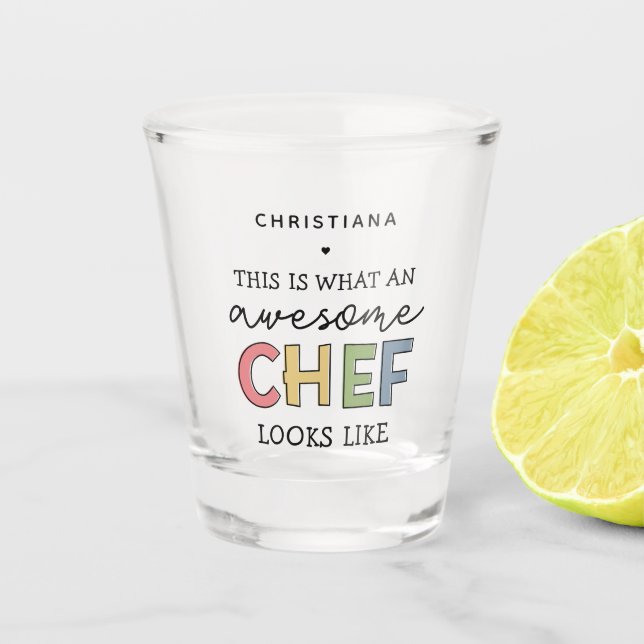 Vaso De Chupito Personalizado Awesome Chef Gifts | Mejor Chef Cada (Anverso)