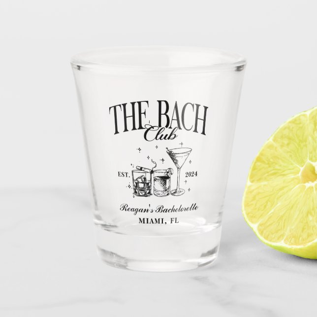 Vaso De Chupito Personalizado Bach Club Bachelorette Retro Cóctel  (Anverso)
