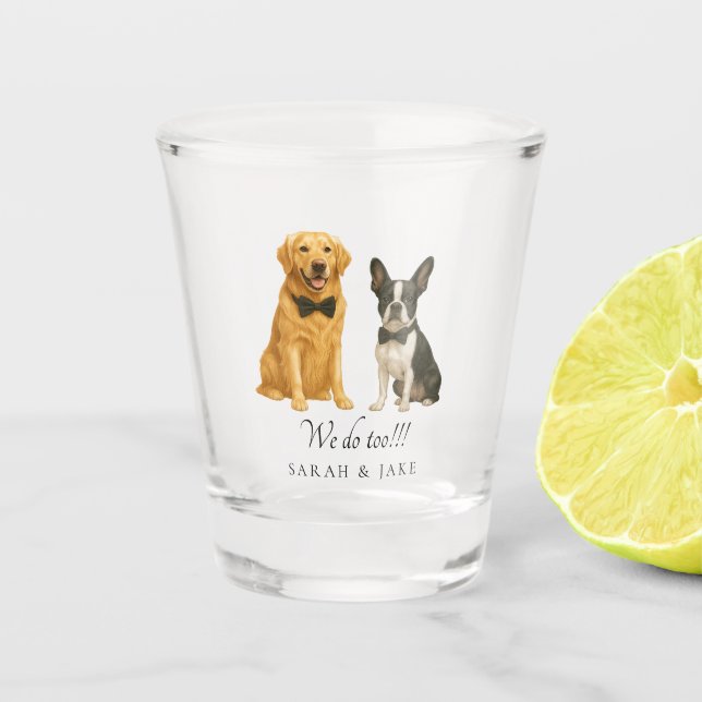 Vaso De Chupito Personalizado Bow Tie 2 Mascota Boda (Anverso)