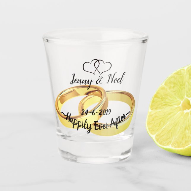 Vaso De Chupito Personalizado casando favor (Anverso)