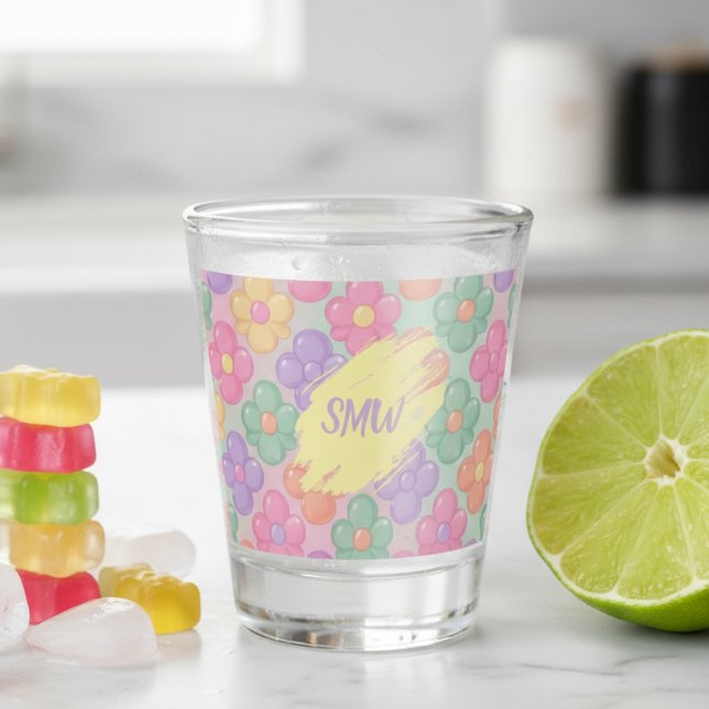 Vaso de chupito personalizado con flores de carame (Gummy Candy Floral Personalized Shot Glass)