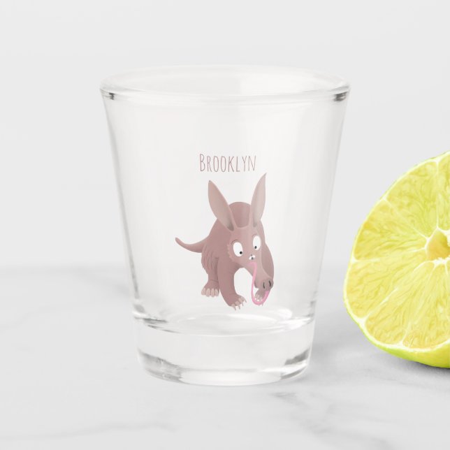 Vaso De Chupito Personalizado de aardvark gracioso (Anverso)