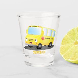 Vaso De Chupito Personalizado de autobús escolar alegre y amarillo