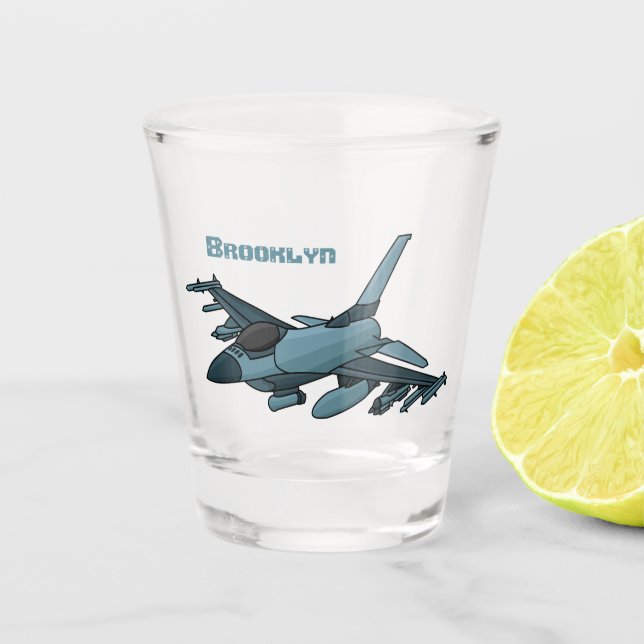 Vaso De Chupito Personalizado de avión de combate militar (Anverso)