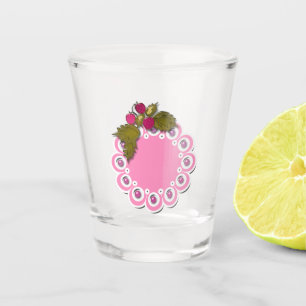 Vaso De Chupito Personalizado de boceto de hojas de fresa en círcu