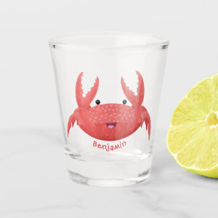 Vaso De Chupito Personalizado de cangrejo rojo lindo ilustracion