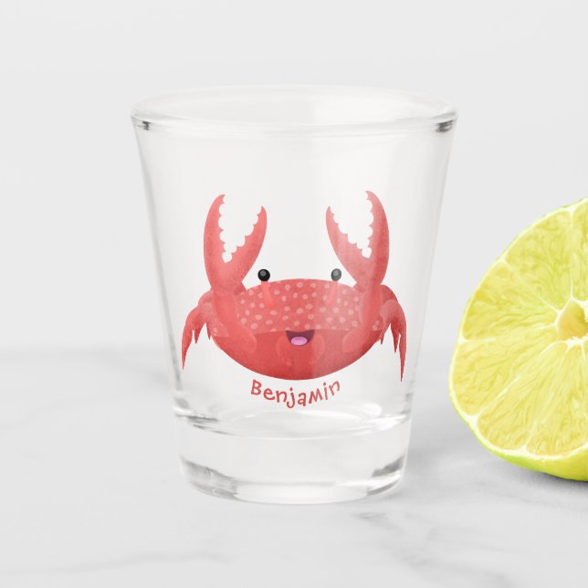 Vaso De Chupito Personalizado de cangrejo rojo lindo ilustracion (Anverso)