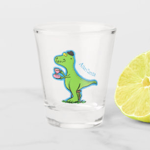 Vaso De Chupito Personalizado de dinosaurios de color verde gracio
