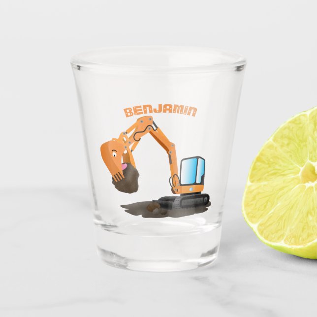 Vaso De Chupito Personalizado de excavadora de naranja cúpula (Anverso)