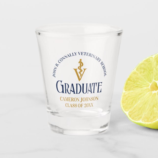 Vaso De Chupito Personalizado de graduación de la Escuela Veterina (Anverso)