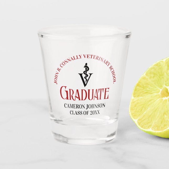Vaso De Chupito Personalizado de Graduación de la Escuela Veterina (Anverso)