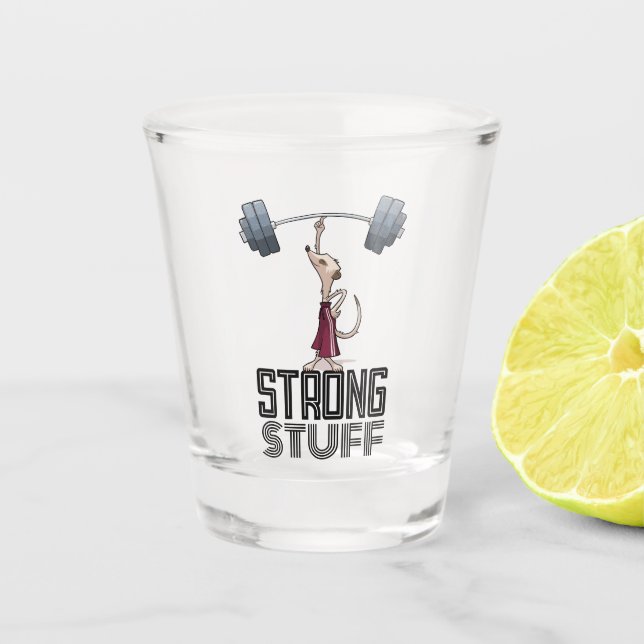 Vaso De Chupito Personalizado de Halterofilia Cute Meerkat Strong  (Anverso)