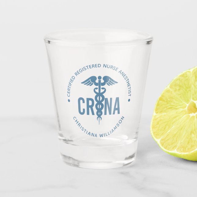 Vaso De Chupito Personalizado de la CRNA Certificado de enfermero  (Anverso)