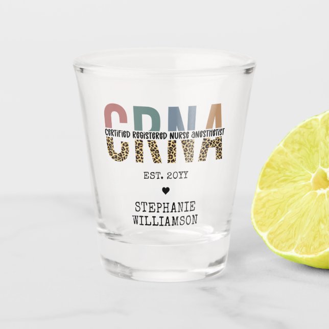 Vaso De Chupito Personalizado de la CRNA Certificado de enfermero  (Anverso)
