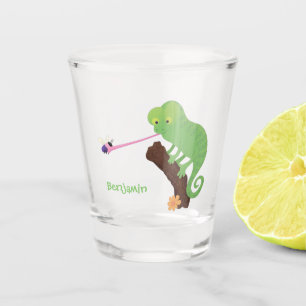 Vaso De Chupito Personalizado de lagarto de camaleón verde lindo