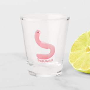 Vaso De Chupito Personalizado de lombrices de tierra rosa y alegre