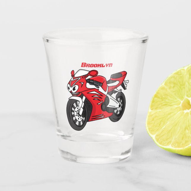 Vaso De Chupito Personalizado de motocicleta roja (Anverso)
