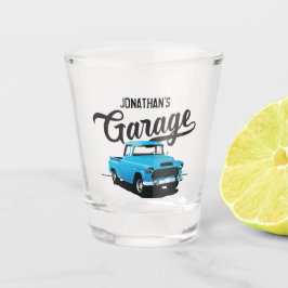 Vaso De Chupito Personalizado de nombre de camión de cosecha azul