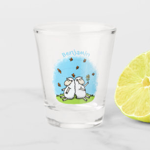 Vaso De Chupito Personalizado de ovejas y mariposas